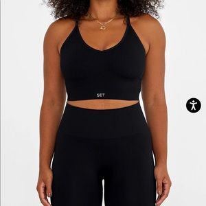 SET ACTIVE Sculptflex Ribbed Sports Bra and Leggings Set - Small - Onyx